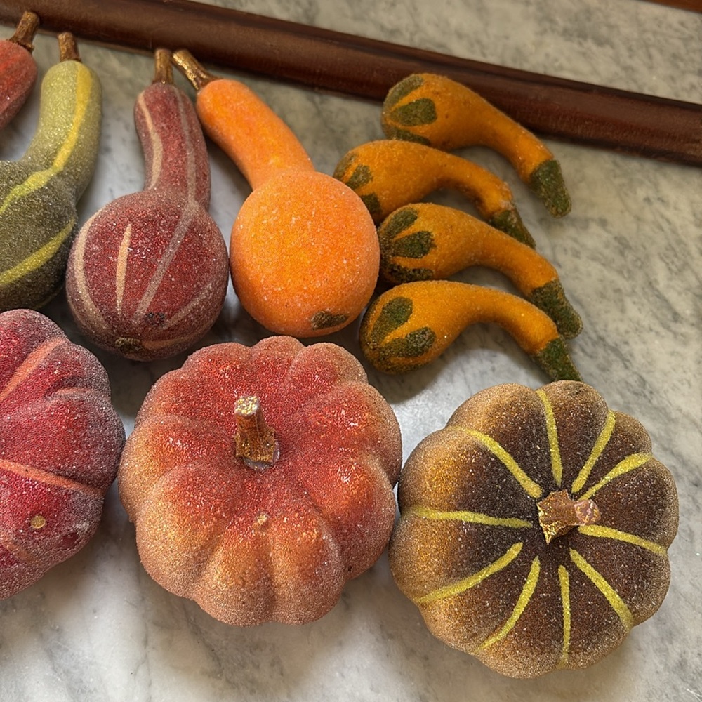 BUNDLE Decorative Fall Filler Autumnal Beaded & Velvet Pumpkins, Gourds, Acorns - Picture 8 of 15